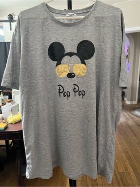 Mickey Mouse Pop Pop Graphic Tee - Gray with Gold Accent